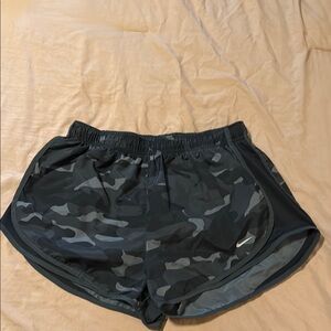 Nike Black and Gray Camouflage Athletic Shorts